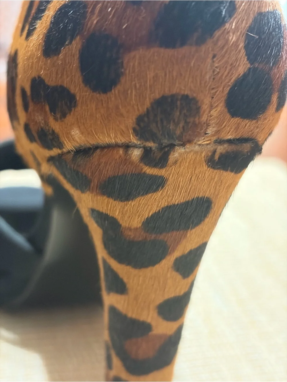 Tory Burch Black Sandals with Leopard Heel Accent